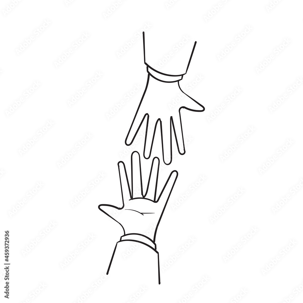 hand drawn doodle hand grab hands illustration vector symbol for helping others illustration