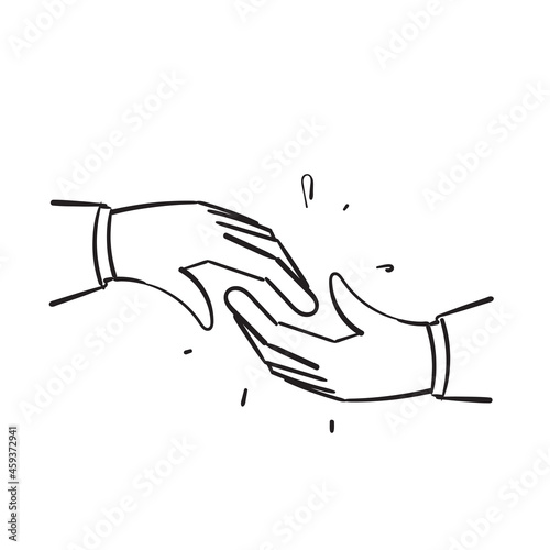 hand drawn doodle hand grab hands illustration vector symbol for helping others illustration