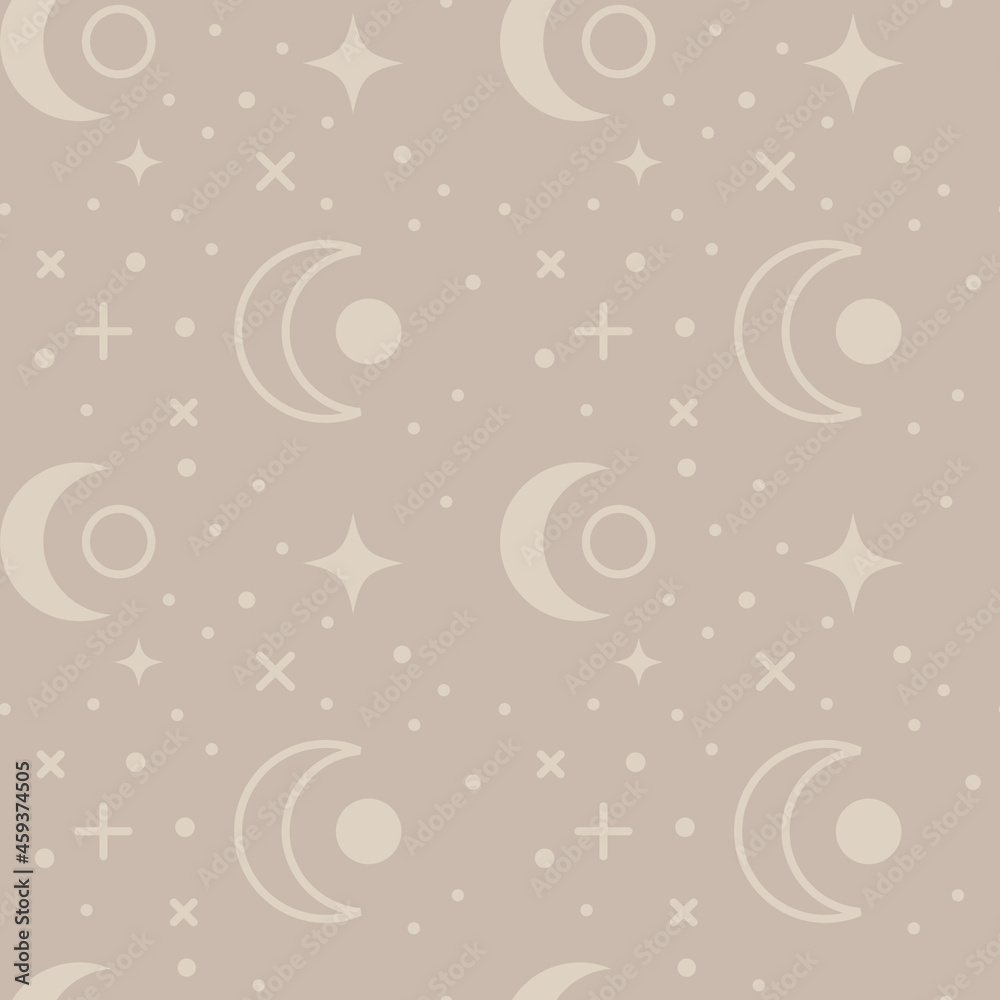 Celestial Moon and Stars Seamless Background