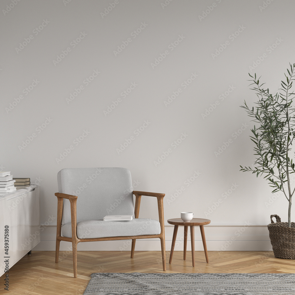 Home mockup in living room interior background, 3d render. White living room design. Minimalism concept Home mockup in living room interior background, 3d render. White living room design. Minimalism concept