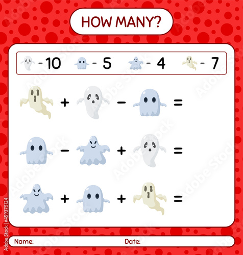 How many counting game with halloween icon. worksheet for preschool kids, kids activity sheet