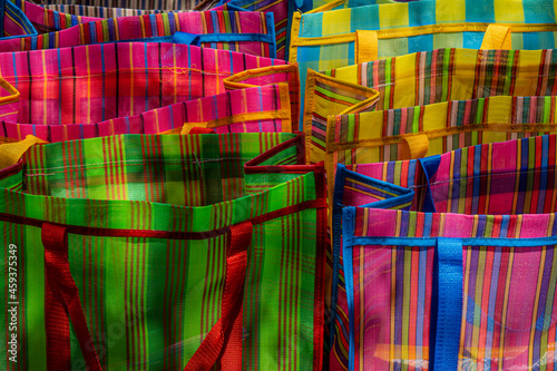 Closeup of a mexican craft bags, handmade, artisan