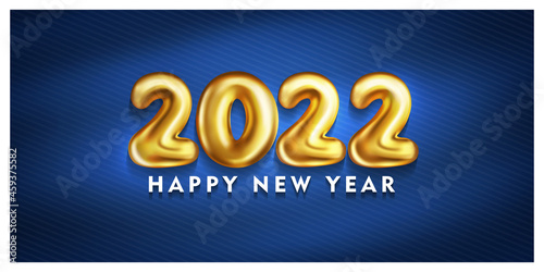 Happy New Year 2022. Golden 3D numbers Design Celebration typography poster, banner or greeting card for Merry Christmas and happy new year. Vector Illustration