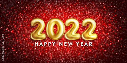 Happy New Year 2022. Golden 3D numbers Design Celebration typography poster, banner or greeting card for Merry Christmas and happy new year. Vector Illustration