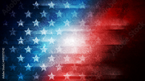 USA colors, stars and stripes abstract grunge design. Independence Day modern vector background. Concept retro american flag