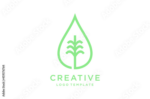 Plant simple nature logo line design 