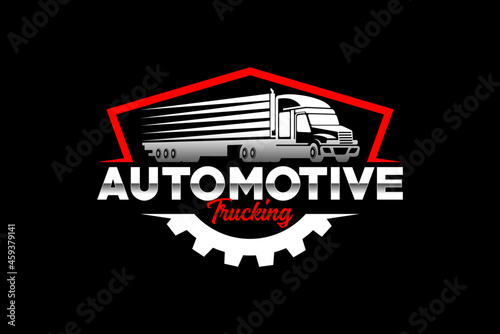 Truck silhouette abstract logo template vector. suitable for cargo logo, delivery cargo trucks, Logistic logo