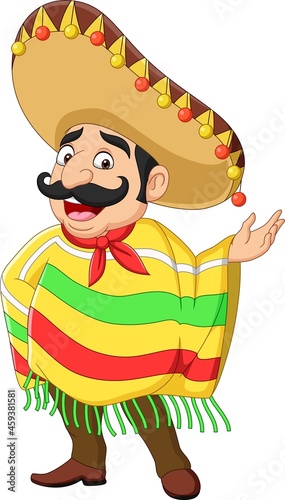 Cartoon funny mexican man presenting