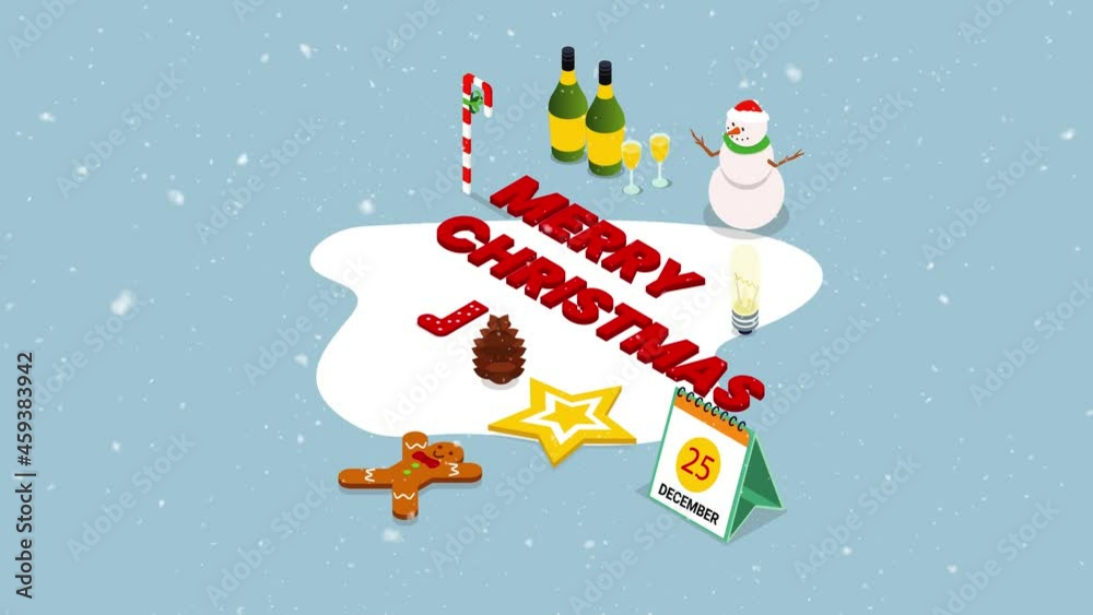 Snowman standing with Merry Christmas text