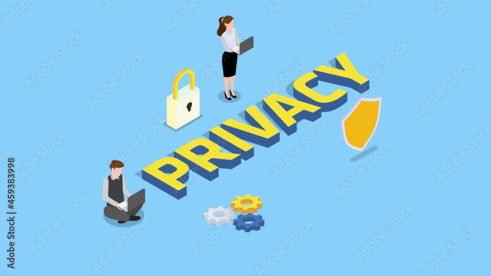 Two business people working with privacy word Two business people working with privacy word