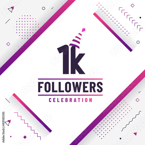 Thank you 1K followers, 1000 followers celebration modern colorful design.