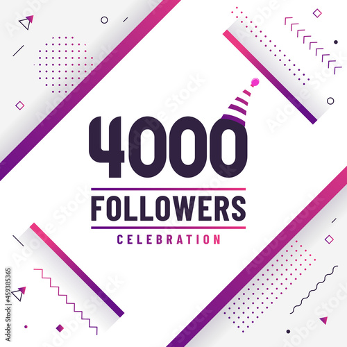 Thank you 4000 followers, 4K followers celebration modern colorful design.