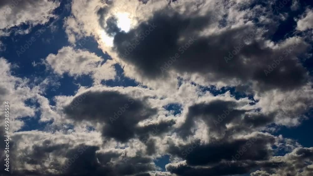 北海道の青空と太陽と黒雲　タイムラプス