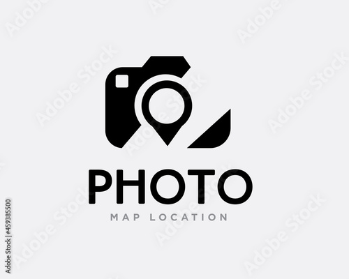 abstract photo image pin map location logo template illustration