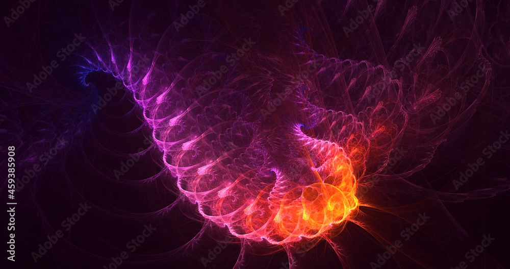 3D rendering abstract colorful fractal light background