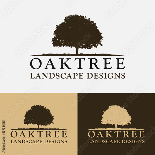 Oak Beech Chestnut Tree Forest Camp Outdoor Adventure Landscape Vintage Hipster Retro Rustic Logo Design.