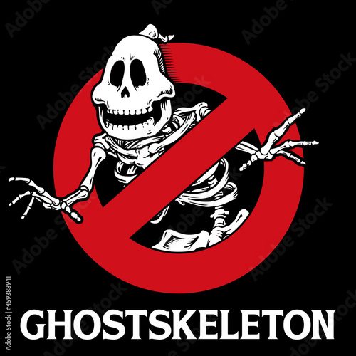 骸骨と禁止マークイラスト/ - Ghost Skeleton, Not Allowed