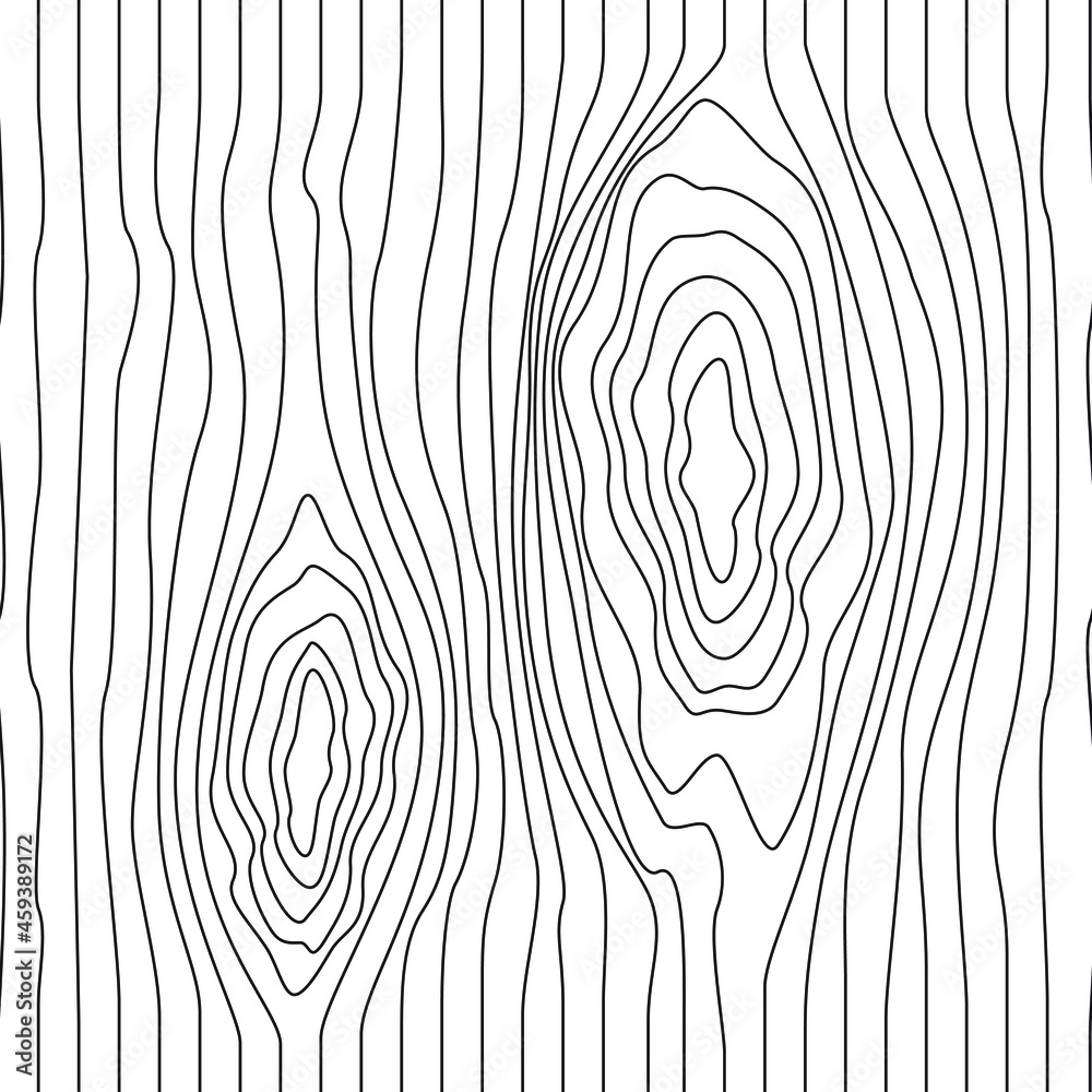 Wood texture seamless vector pattern, black and white, flowing lines ...