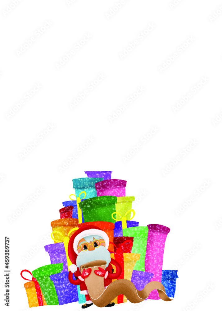 Obraz premium Santa Claus checks the gifts
