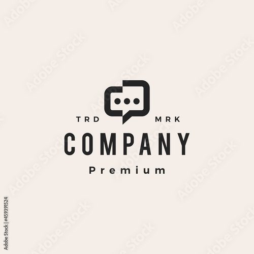 three people team chat talk family conference hipster vintage logo vector icon illustration