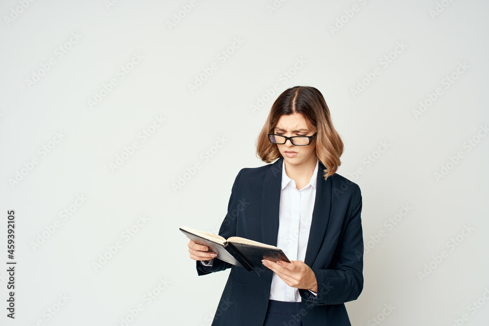 Business woman in suit wearing glasses elegant style work manager Business woman in suit wearing glasses elegant style work manager