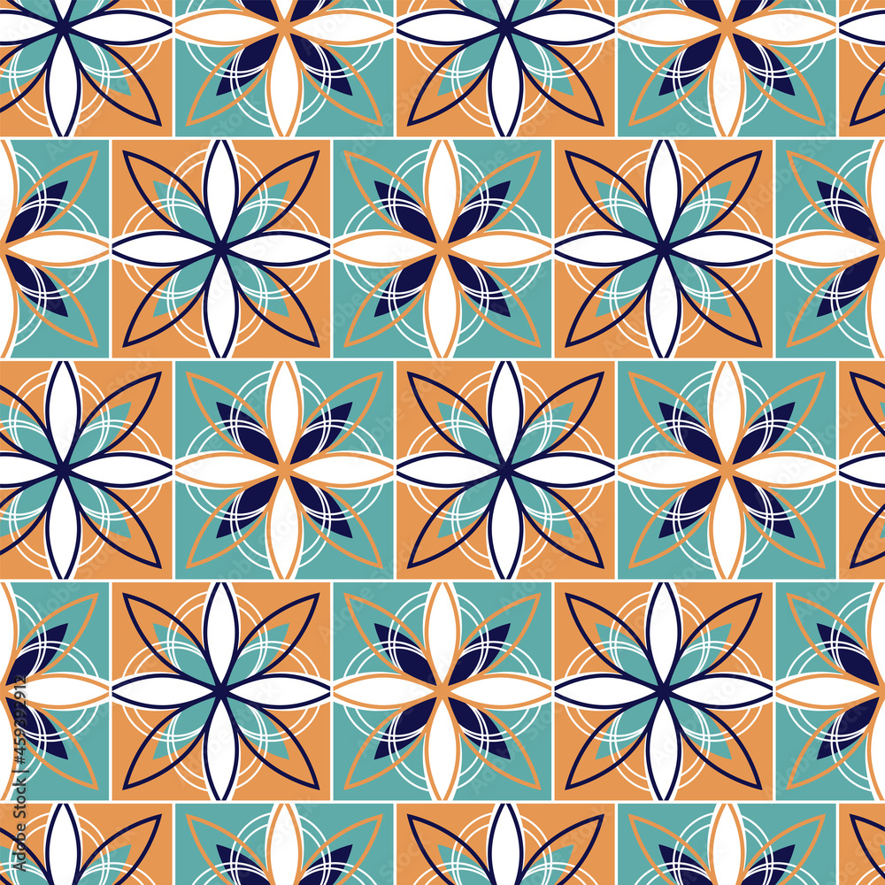 Arabic style tiles for wall and floor. Modern decor of the traditional encaustic technique. Ceramic decorative tiles. Arabic style tiles for wall and floor. Modern decor of the traditional encaustic technique. Ceramic decorative tiles.