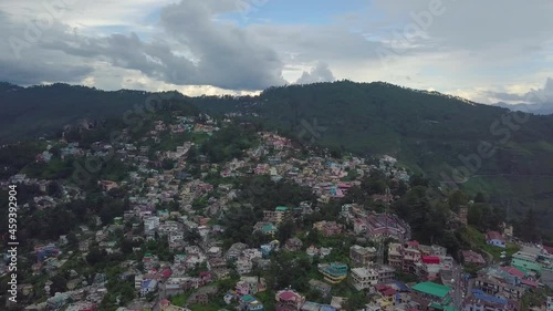 Aerial shot city with mountains Almora, Uttarakhand, India photo