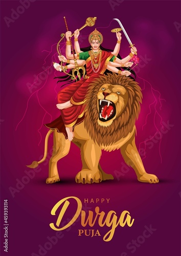 indian God Happy Durga Puja Subh Navratri background. vector illustration design
