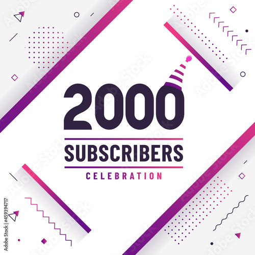 Thank you 2K subscribers, 2000 subscribers celebration modern colorful design.