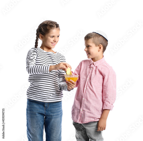 Little children with honey ...