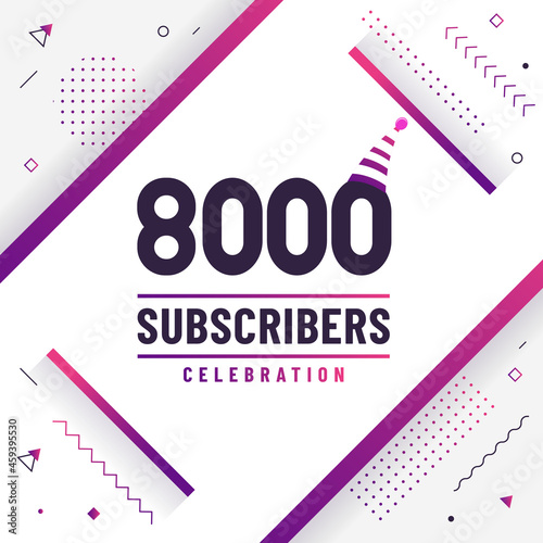 Thank you 8000 subscribers, 8K subscribers celebration modern colorful design.