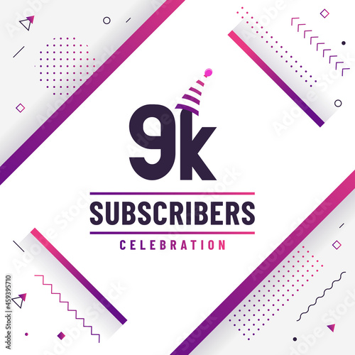 Thank you 9K subscribers, 9000 subscribers celebration modern colorful design.
