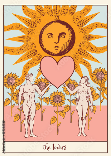 tarot card the lovers, Occult, fortune telling, tapestry