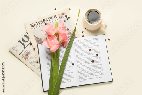Morning coffee and newspape...