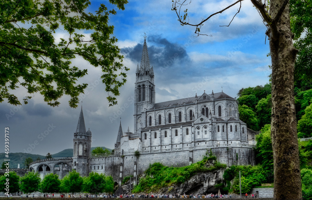 view of the basilica of Lourdes, France