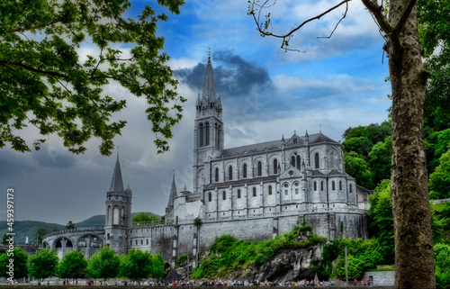 view of the basilica of Lourdes, France