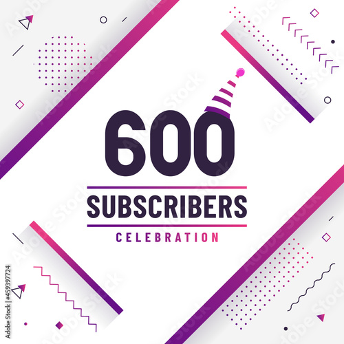 Thank you 600 subscribers celebration modern colorful design.