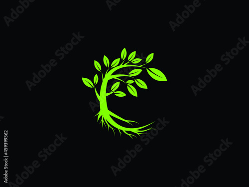 Circle Tree vector logo this beautiful tree is a symbol of life, beauty, growth, strength, and good health..eps photo