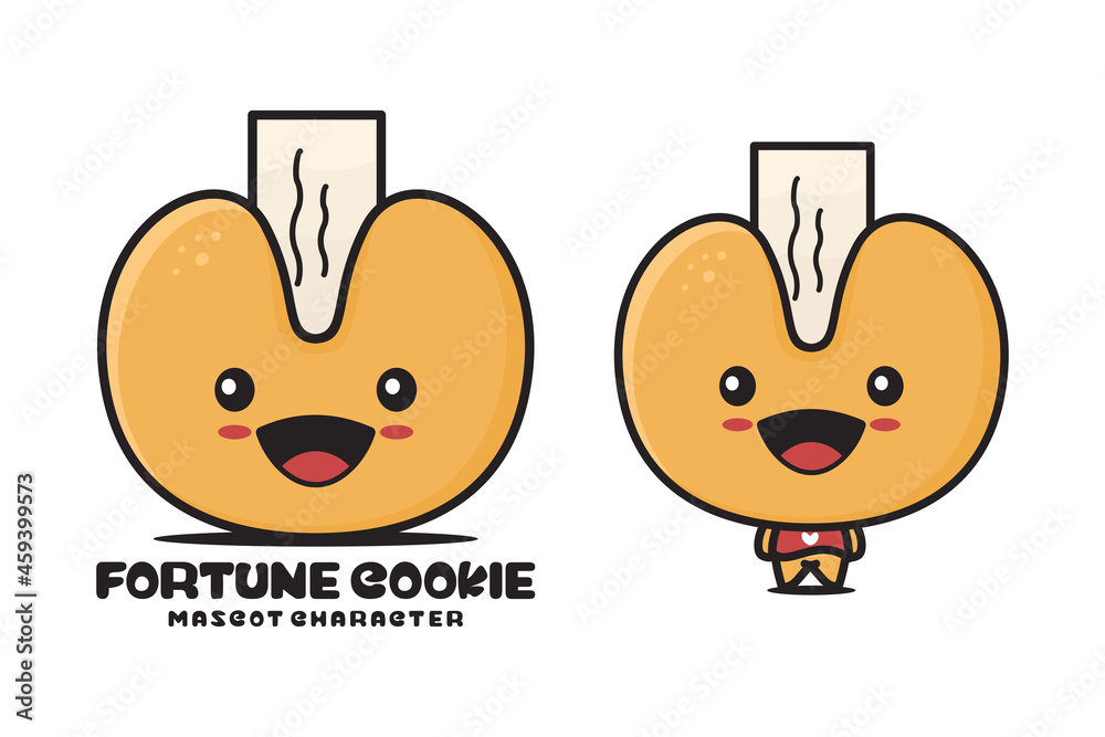 cute fortune cookies mascot, snack cartoon illustration cute fortune cookies mascot, snack cartoon illustration