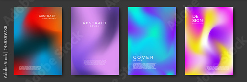 Blurred backgrounds set with modern abstract blurred color gradient patterns. Templates collection for brochures, posters, banners, flyers and cards. Vector illustration.
