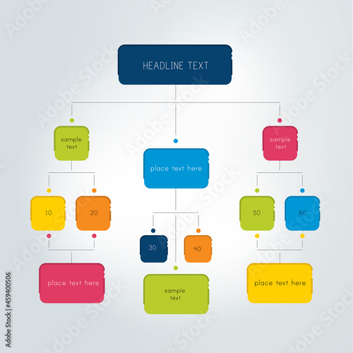 Infographics flowchart. Colored shadows scheme.