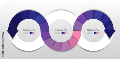 Devops, infinity infographic. 3 step options template, scheme, diagram, chart.