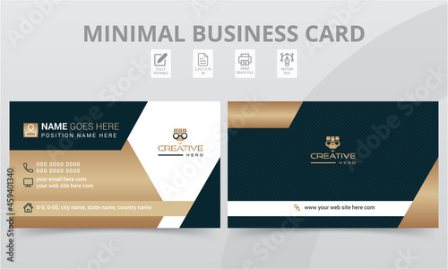 Double sided landscape creative business card layout print templates. Modern clean personal use visiting cards or name cards horizontal design.