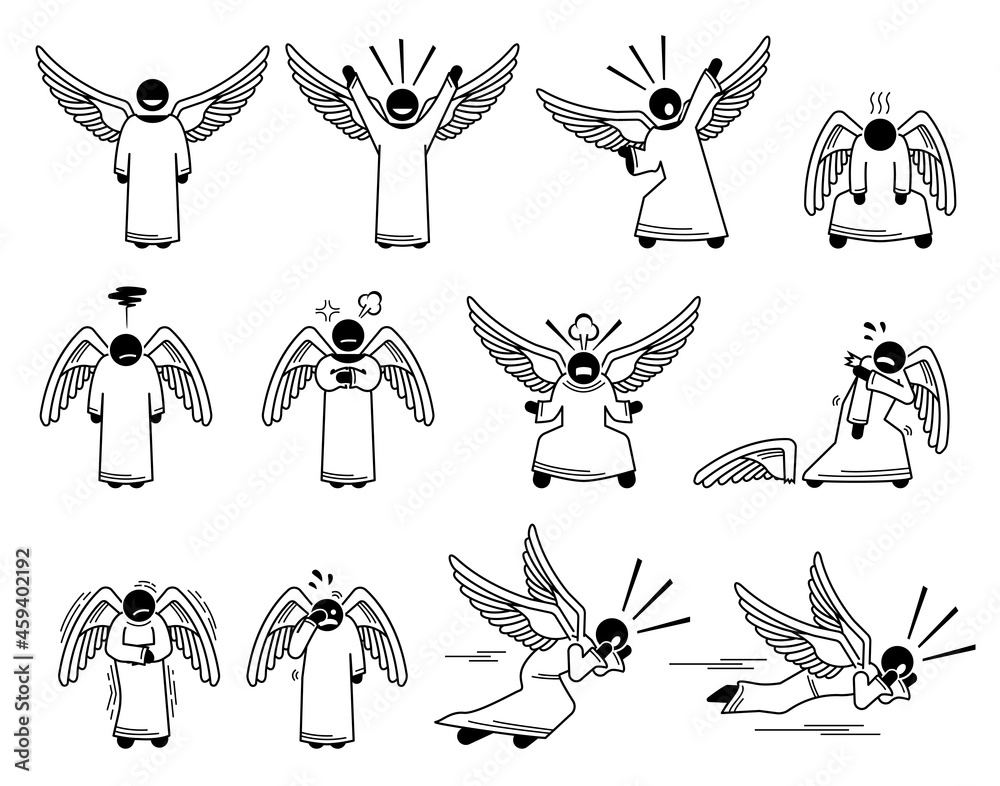 God angel feelings, emotions, and actions stick figure pictogram icons ...