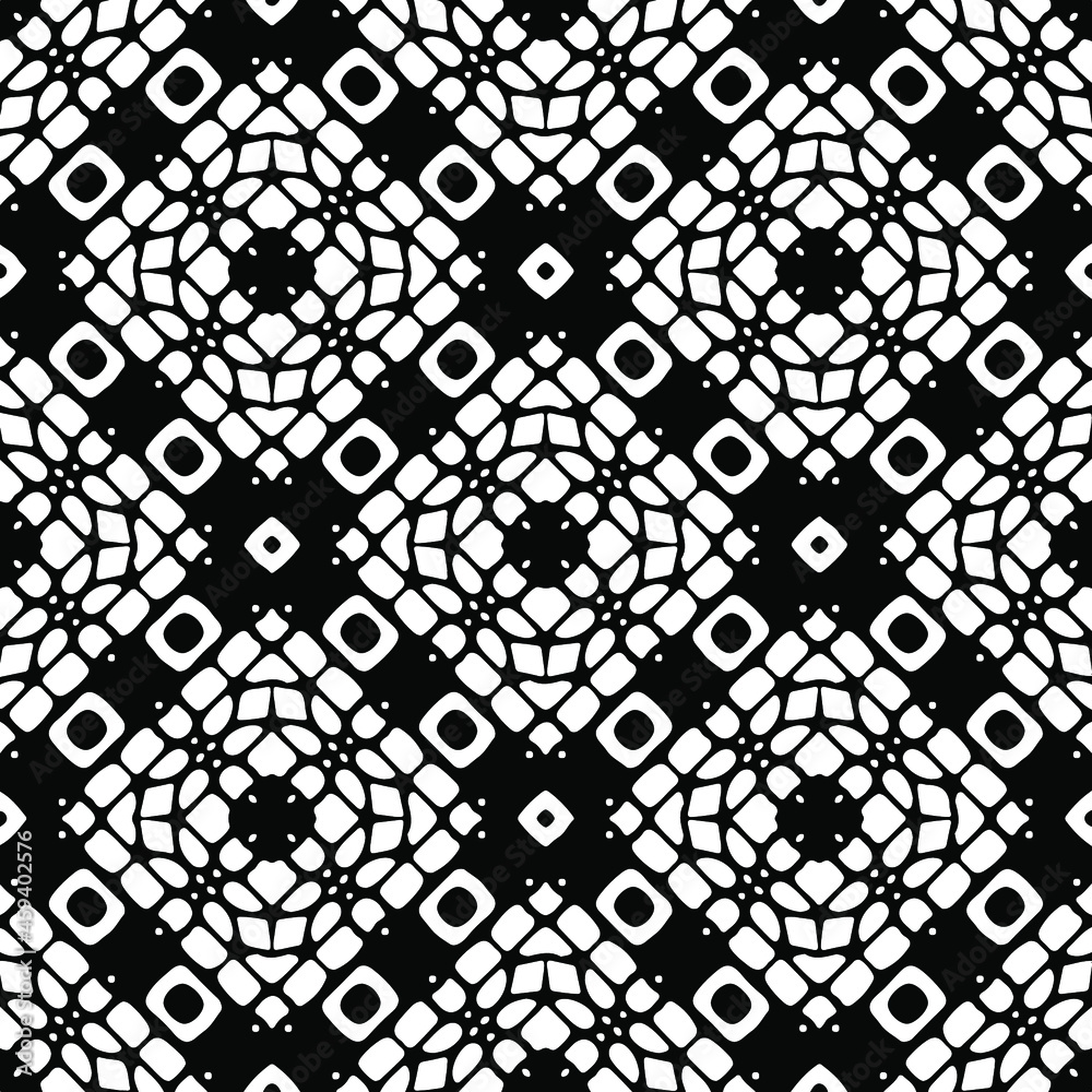 Fototapeta premium Seamless vector pattern in geometric ornamental style. Black ornament.