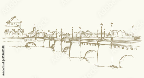 Bridge. Vector drawing