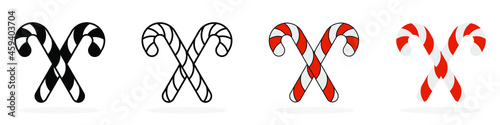 Christmas candy cane icon. Set of crossed christmas candy icons on white background. Flat vector illustration.