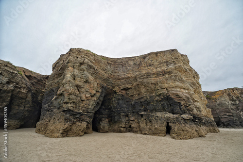 sunset at the Catedrales or Augas Santas beach, in Ribadeo. Lugo, Galicia photo