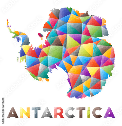 Photo Antarctica - colorful low poly country shape