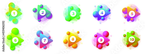 Number bullet points 1 to 10. Creative 3d markers set. Vector illustration.